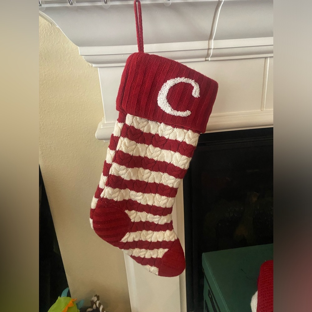 “C” Knit Monogram Stocking